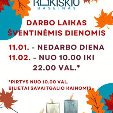 Darbo laikas lapkričio 1 d. ir 2 d.